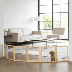 Bencmate 6-Panel Folding Wooden Dog Gate, Brown