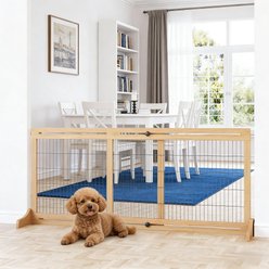 Bencmate Freestanding Wooden Adjustable Safety Dog Gate, Brown