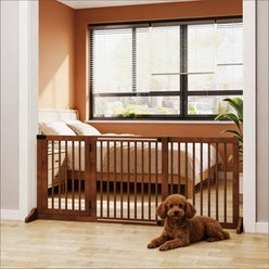 Bencmate Freestanding Wooden Adjustable Dog Gate, Brown