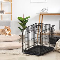 Bencmate Double Door Secure Lock Folding Wire Dog Kennel, Black, 30-in