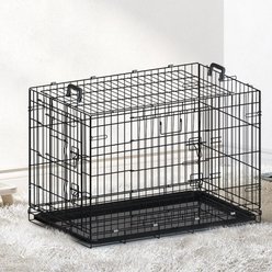 Bencmate Double Door Secure Lock Folding Dog Kennel, Black, 36-in