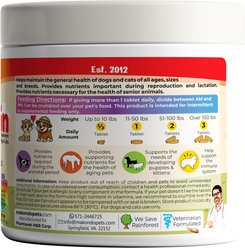 Makondo Pets Vitamins & Minerals, Reproduction & Nursing, Immune Support, Senior Care & Brain Health Bacon Flavored Chewable Tablet Supplement for Dogs & Cats, 60 count slide 2 of 9