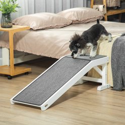 Bencmate Non Slip Carpet Top Platform Dog & Cat Ramp, White, 49 x 16 x 14-in