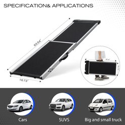 Bencmate Foldable Aluminum Climbing Ladder Storage Space Dog Car Step Ramp with PVC Handle, Black, 16.73 x 2.2 x 2.2-in slide 2 of 8