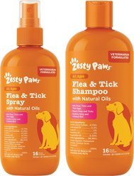 Zesty Paws Flea & Tick Veterinary Formulated Soothing Spray, 16-fl oz bottle + Soothing Deodorizing Shampoo for Dogs, 16-fl oz bottle