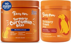 Zesty Paws Curcumin Bites Everyday Vitality Duck Flavor Dog Supplement, 90 count + Zesty Paws Cranberry Bladder Bites Urinary Tract Support Chicke Flavor Chews for Dogs, 90 count