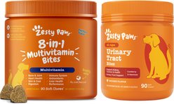 Zesty Paws 8-in-1 Multivitamin Bites + Cranberry Bladder Bites Urinary Tract Support Chicken Flavor Chews for Dogs