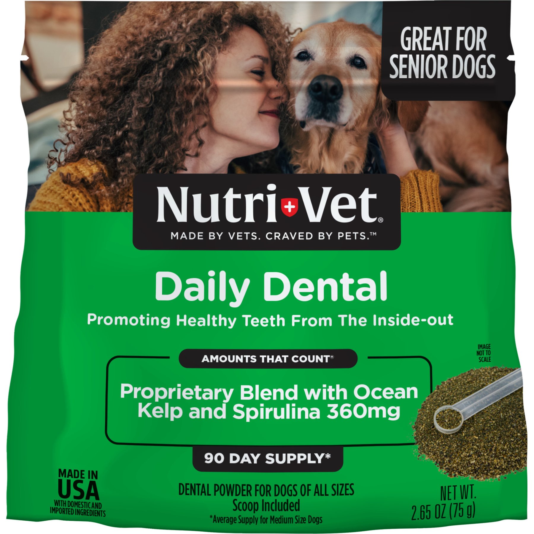 Nutri-Vet Daily Dental Powder Supplement for Dogs, 2.65-oz
