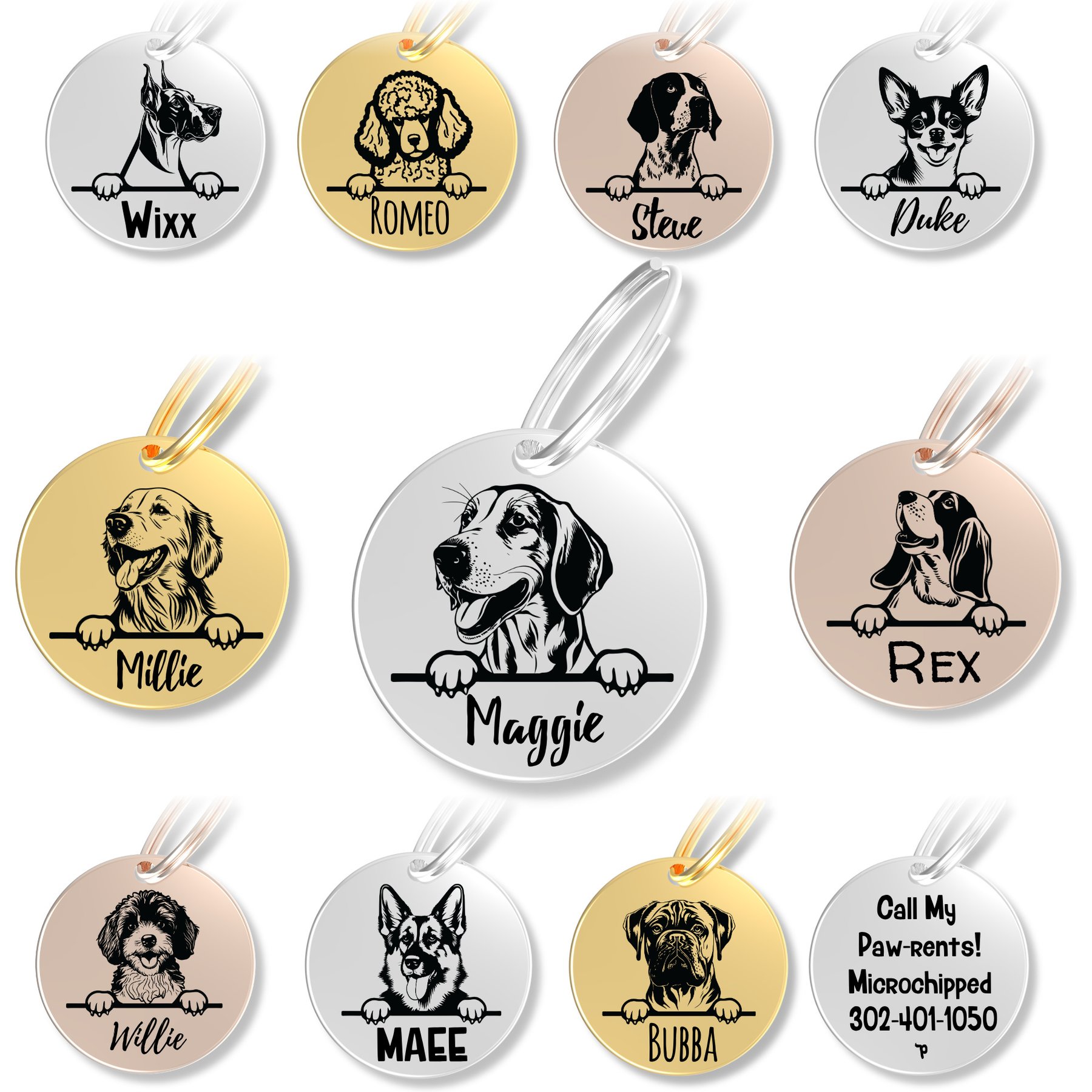 PawFurEver Dog Breed Stainless Steel Personalized Dog ID Tag, Foxhound, Silver