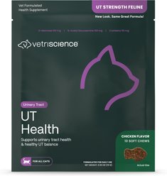 VetriScience UT Health Chicken Flavored Chews Bladder & Urinary Tract Supplement for Cats, 10 count pouch