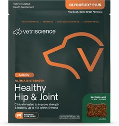VetriScience Ultimate Strength Bacon Flavored Chews Hip & Joint Supplement for Dogs, 10 count