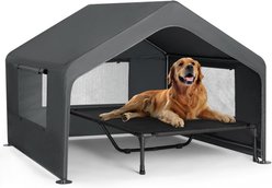Veehoo Weatherproof Shelter Cooling Elevated Outdoor House Dog Bed, Grey, X-Large