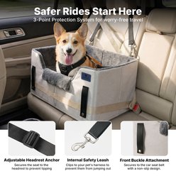 Veehoo 2-in-1 Car Seat Booster & Bed for Small & Medium Dogs with Safety Leash, Non-Slip & Removable Washable Cover, Grey, 24 x 18 x 12-in slide 2 of 9
