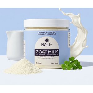 HOLI Single-Ingredient Topper Digestive Health Goat Milk Flavored Powder Milk Supplement for Dogs & Cats, 7.5-oz can, 15-oz can