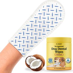 Jasper Mild Coconut Breath Freshening Dog Dental Wipes, 60 count