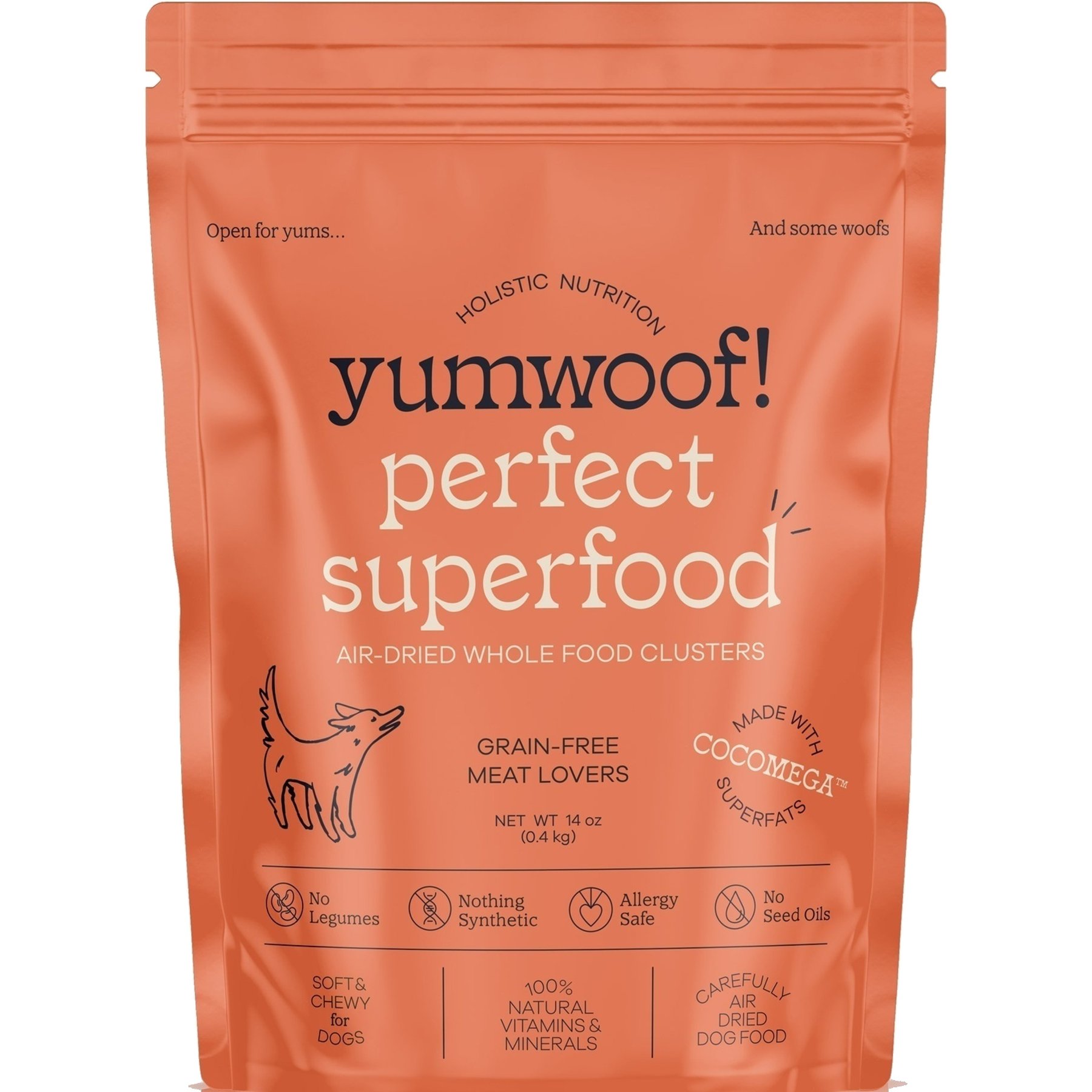 Yumwoof Natural Pet Food Perfect Superfood Meat Lovers Dehydrated Dog Food, 14-oz bag