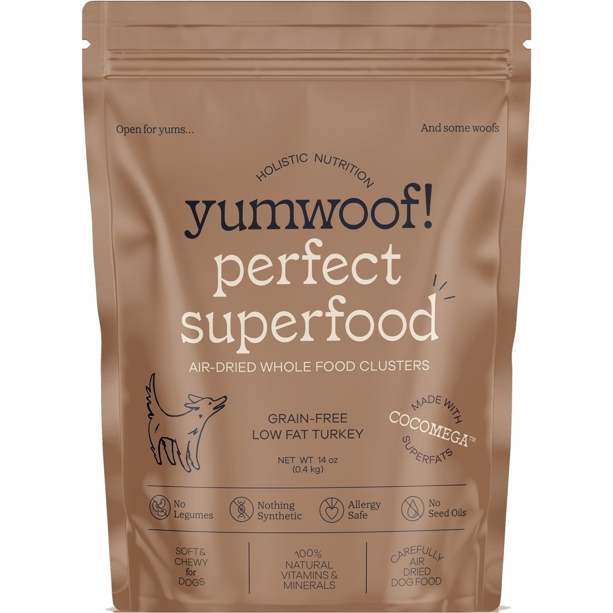 Yumwoof Natural Pet Food Perfect Superfood Low Fat Turkey Dehydrated Dog Food, 14-oz bag