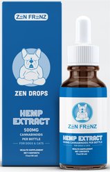 Zen Frenz Zen Drops 500MG Premium Broad Spectrum Hemp Extract Calming Liquid Supplement for Pets, 1-fl oz bottle