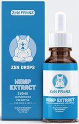 Zen Frenz Zen Drops 250MG Premium Broad Spectrum Hemp Extract Calming Liquid Supplement for Pets, 1-fl oz bottle