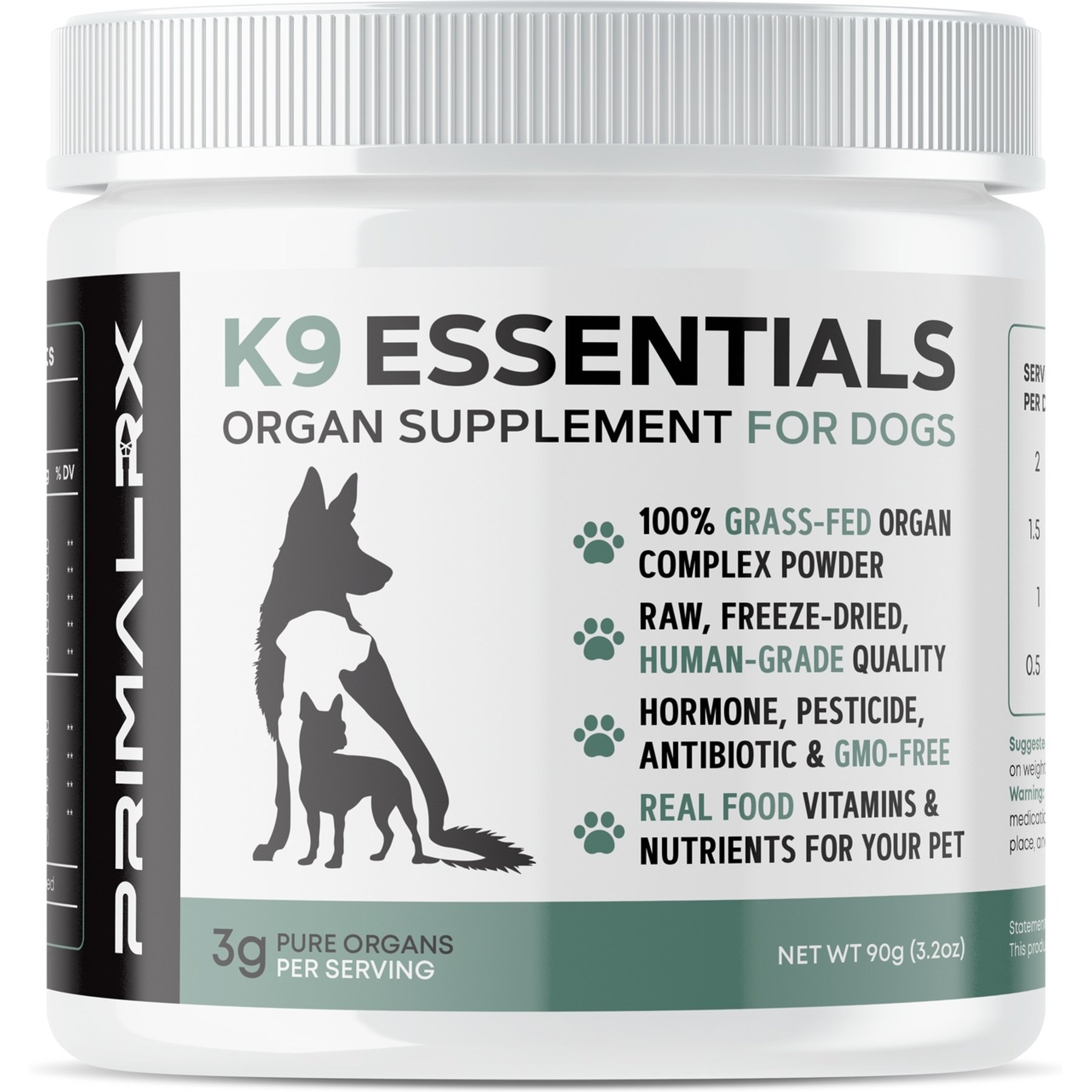 PrimalRx K9 Essentials Organ Supplement for Dogs, 90-gm jar
