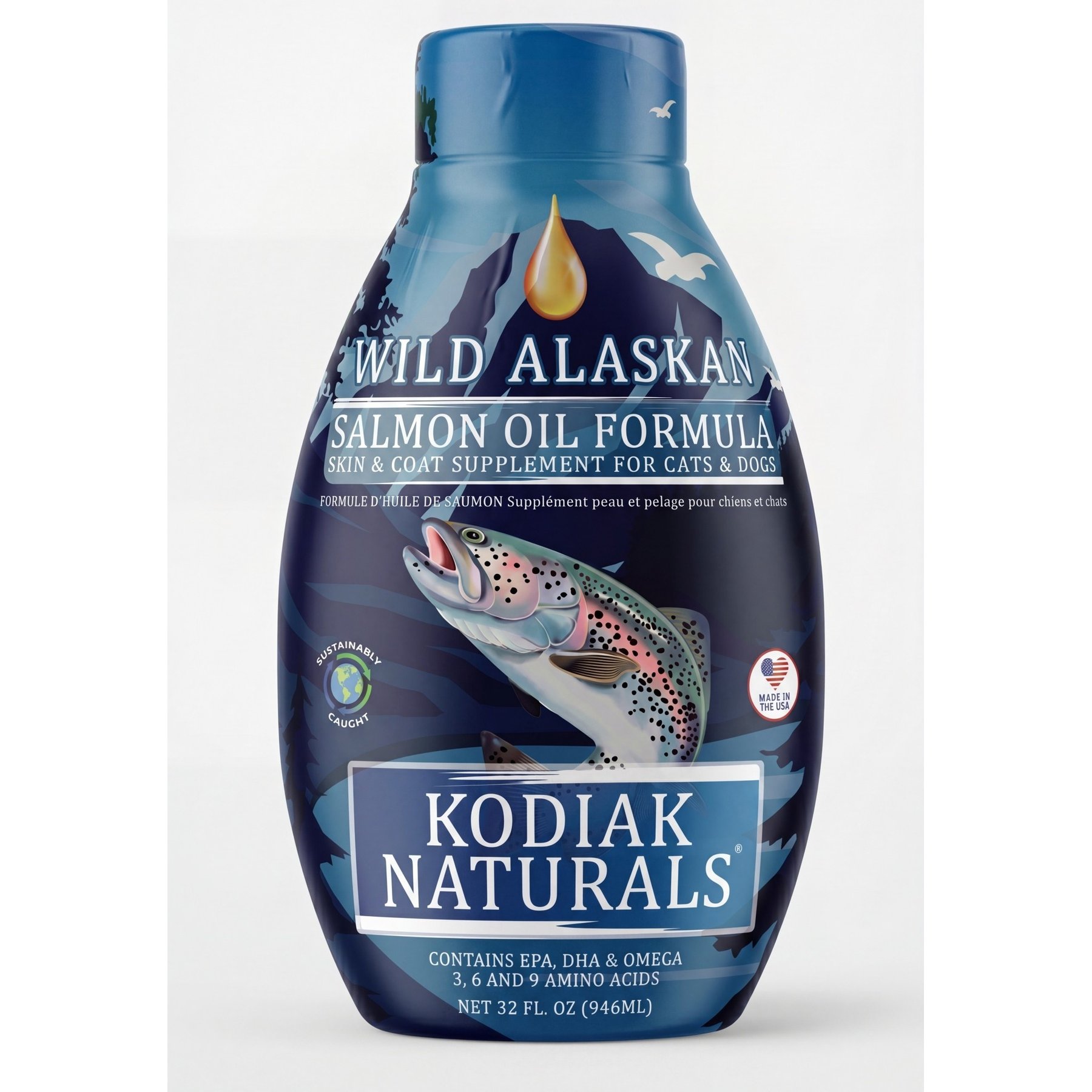 Kodiak Naturals Salmon Oil Dog & Cat Supplement, 32-fl oz bottle