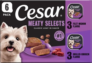 Cesar Classic Loaf in Sauce Variety Pack Adult Filet Mignon & Grilled Chicken Wet Dog Food Trays, 3.5...
