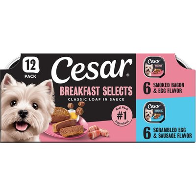 Cesar Cesar Breakfast Classic Loaf in Sauce Variety Pack Small Breed Adult Wet Dog Food Trays, 3.5-oz, case of 12