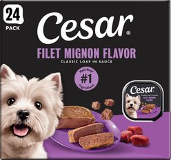 Cesar Classic Loaf in Sauce Filet Mignon Flavor in Meaty Juices Small Breed Wet Dog Food, 3.5-oz, case of 24