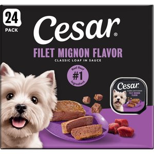 Cesar Classic Loaf in Sauce Filet Mignon Flavor in Meaty Juices Small Breed Wet Dog Food, 3.5-oz, case of 24