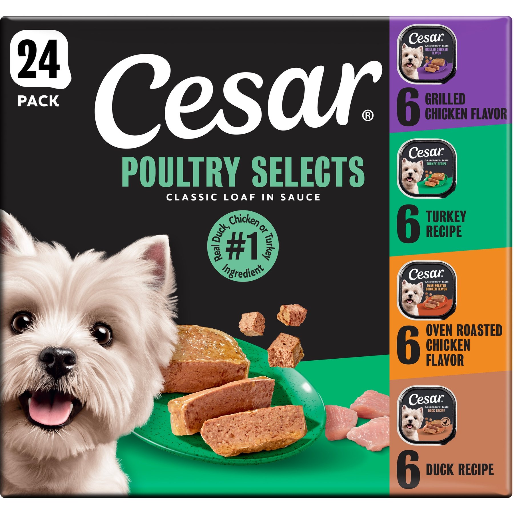Cesar Original Pate Poultry Multipack Dog Food Trays, 3.5-oz, 24 ct