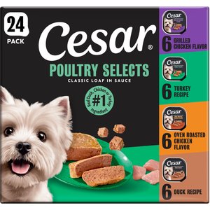 Cesar Poultry Variety Pack with Real Chicken, Turkey & Duck Grain-Free Small Breed Adult Wet Dog Food Trays, 3.5-oz, case of 24