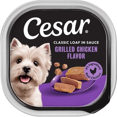 Cesar Cesar Classic Loaf in Sauce Grilled Chicken Flavor Grain-Free Small Breed Adult Wet Dog Food Trays, 3.5-oz, case of 24