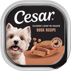 Cesar Classic Loaf in Sauce Duck Recipe Wet Dog Food Trays, 3.5-oz, case of 24