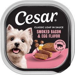 Cesar Classic Loaf in Sauce Smoked Bacon & Egg Flavor Grain-Free Small Breed Adult Wet Dog Food Trays, 3.5-oz, case of 24