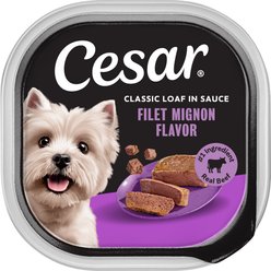 Cesar Classic Loaf in Sauce Filet Mignon Flavor Grain-Free Small Breed Adult Wet Dog Food Trays, 3.5-oz, case of 24