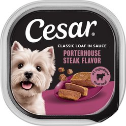 Cesar Classic Loaf in Sauce Porterhouse Steak Flavor Grain-Free Small Breed Adult Wet Dog Food Trays, 3.5-oz, case of 24