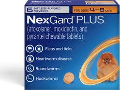NexGard PLUS Chewables for Dogs, 4-8 lbs. (Orange Box) 6 Chewable Tablets (6-mos. supply)