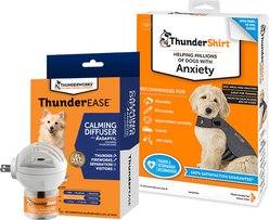 ThunderShirt Classic Anxiety & Calming Vest, Heather Grey, XX-Large + ThunderEase Diffuser for Dogs