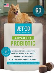 VetIQ Advanced Probiotic Advanced Health Hickory Smoke Flavored Digestive Aid Chew Supplement for Dogs, 60 count