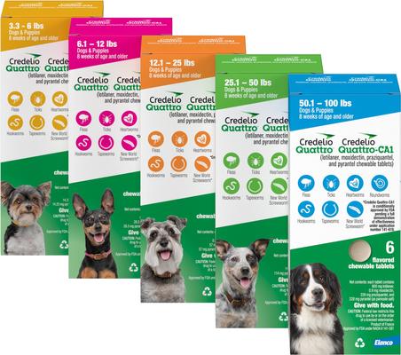 Show full view: Credelio Quattro/Credelio Quattro-CA1 Chewable Tablets for Dogs, 12.1-25 lbs, 6 Chewables (6-mos. supply) slide 7 of 7