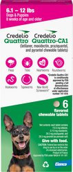 Credelio Quattro/Credelio Quattro-CA1 Chewable Tablets for Dogs, 6.1-12 lbs, 6 Chewables (6-mos. supply)