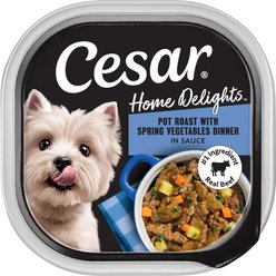 Cesar Home Delights Pot Roast with Spring Vegetables Dinner in Sauce Small Breed Adult Wet Dog Food, 3.5-oz tray, case of 24 slide 1 of 9
