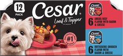 Cesar Bacon Feast Loaf & Topper Variety Pack Small Breed Adult Wet Dog Food Trays, 3.5-oz, case of 12