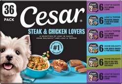Cesar Steak & Poultry Lovers Variety Pack Small Breed Adult Wet Dog Food Trays, 3.5-oz, case of 36