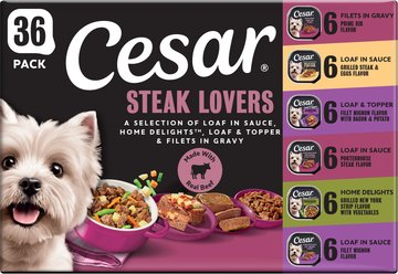 Cesar Steak Lovers Variety Pack Small Breed Adult Wet Dog Food Trays, 3.5-oz, case of 36