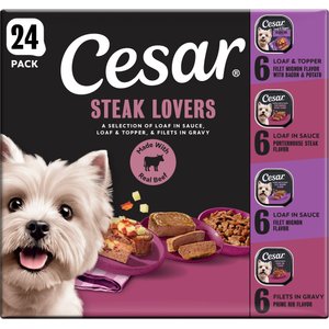 Cesar Steak Lovers Variety Pack Small Breed Adult Wet Dog Food, 3.5-oz, case of 24