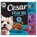 Cesar Filets in Gravy Beef Flavors Variety Pack Small Breed Adult Wet Dog Food, 3.5-oz tray, case of 24