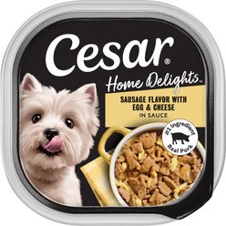 Cesar Home Delights Sausage Flavor with Egg & Cheese in Gravy Small Breed Adult Wet Dog Food Trays, 3.5-oz, case of 24