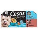 Cesar Home Delights Slow Cooked Chicken & Vegetables & Beef Stew Variety Pack Small Breed Adult Wet Dog Food Trays, 3.5-oz, case of 12