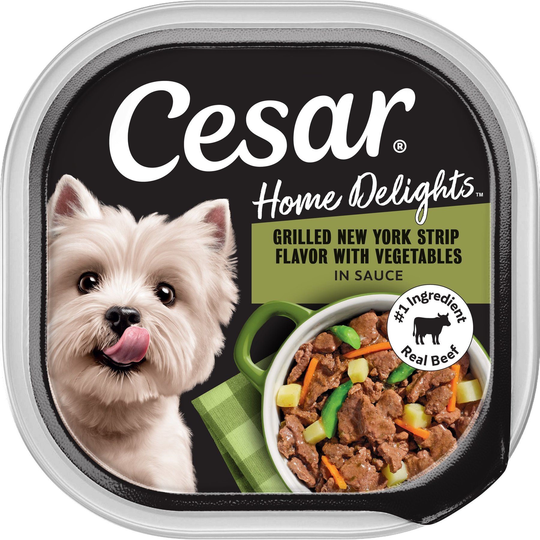 Cesar Home Delights Grilled New York Strip Flavor with Vegetables in Sauce Small Breed Adult Wet Dog Food, 3.5-oz, case of 24